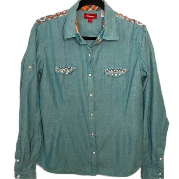 Panhandle Tops - PANHANDLE Embroidered Long Sleeve Snap Button Shirt Women’s Size Large